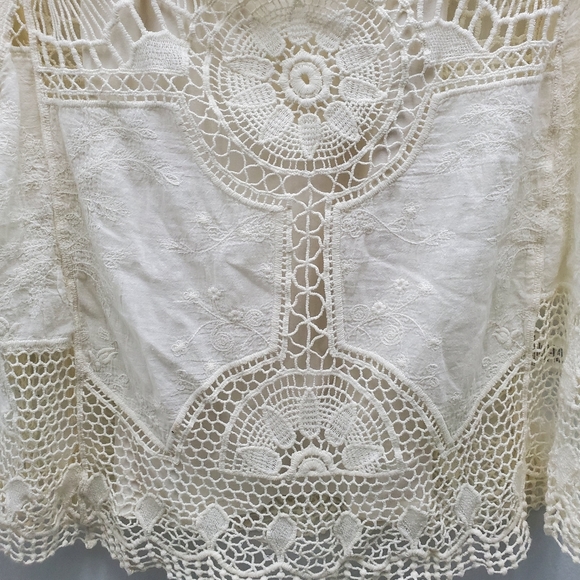 Democracy Crochet Lace Boho Top w/ Tank Top Cotton Size S - Picture 7 of 12